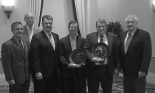 Project sponsors and awardees of the NOPP Excellence in Partnering Award, from left to right: Tim Arcano, NOAA; Walter Johnson, BOEM; Craig McLean, NOAA; Chuck Fisher, Penn State University (Awardee); Jim Brooks, TDI-Brooks, Inc. (Awardee); and Greg Boland, BOEM. 