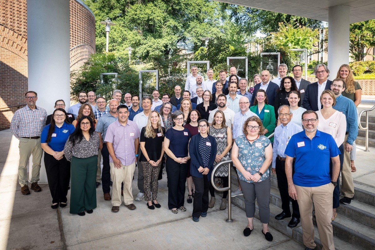 Group photo of the 2025 NOPP Ocean Life Forum event attendees taken on the Johns Hopkins University Applied Physics Laboratory campus. 